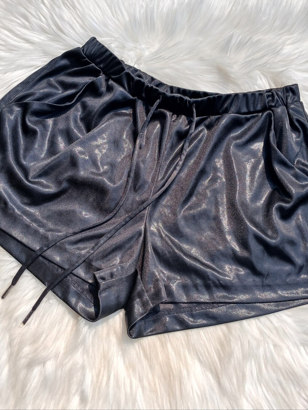 Guess Shorts womens size S Small Black Gold Sheen Shiny Loungewear Lounge Goth